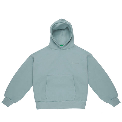 Sports Grey Boxy Hoodie with Embroidery